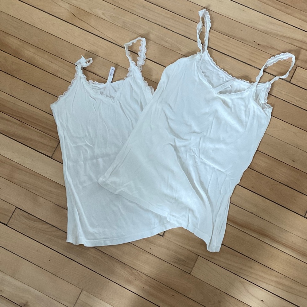 White Lace Trim Camisoles Tank Top - Miiyu for Simons